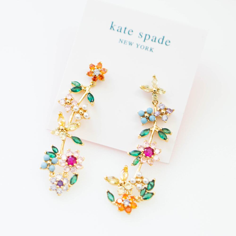 Kate Spade New Bloom Flower Linear Statement Earrings